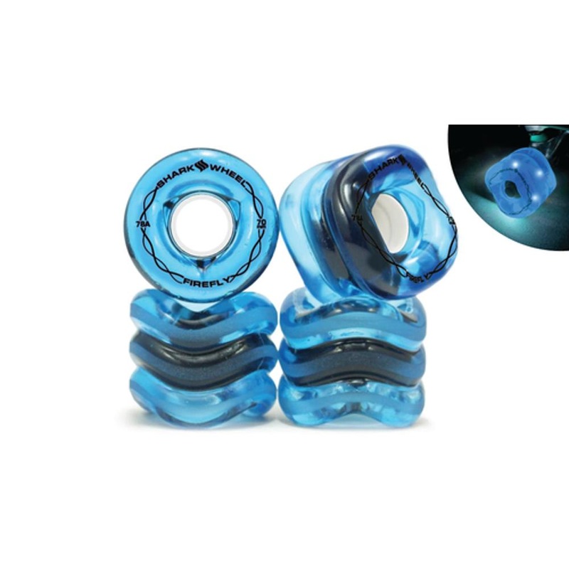 Shark Wheel 70mm/78a Firefly – Transparent Blue with Blue Lights Longboard Wheels