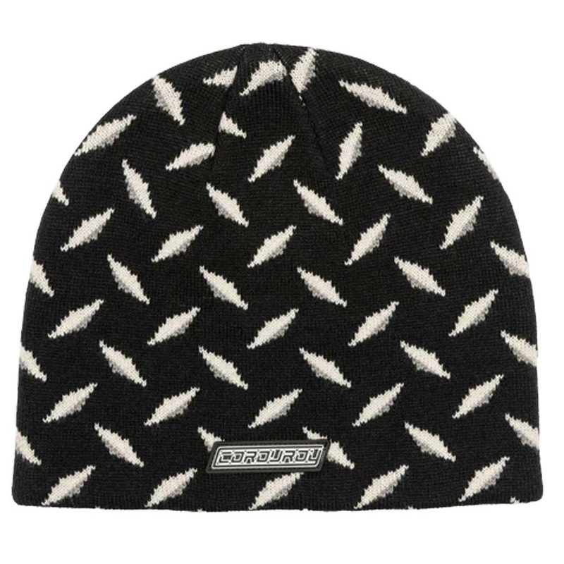 Corduroy Diamond Plate Beanie – Black Black