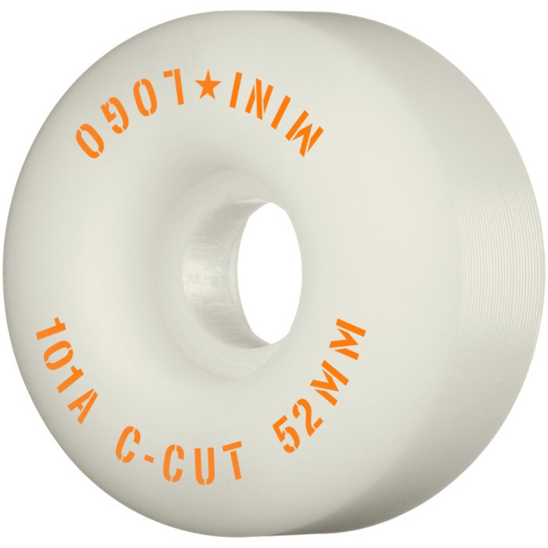 Mini Logo Skateboard Wheels C-cut “2” 52mm 101A White 4pk