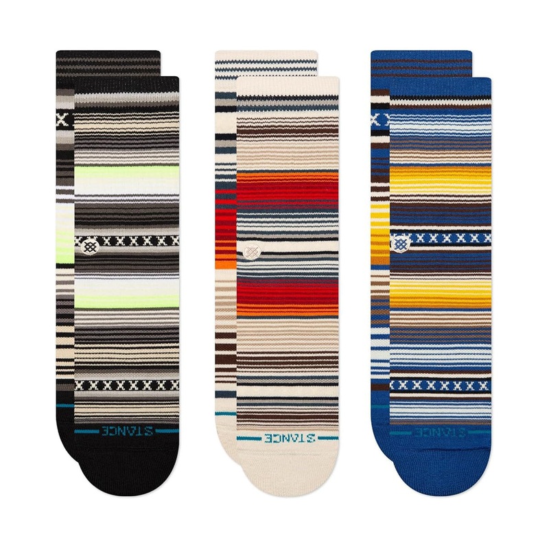 Stance Curren 3 Pack Crew Socks Blue Large