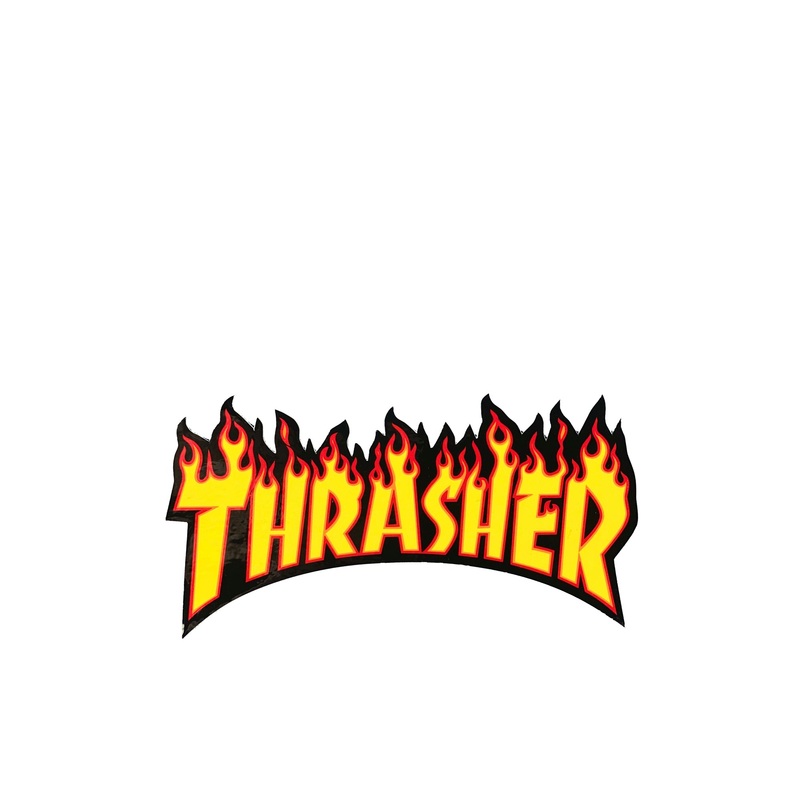 Thrasher Flame Logo Sticker – Black / Red / Yellow