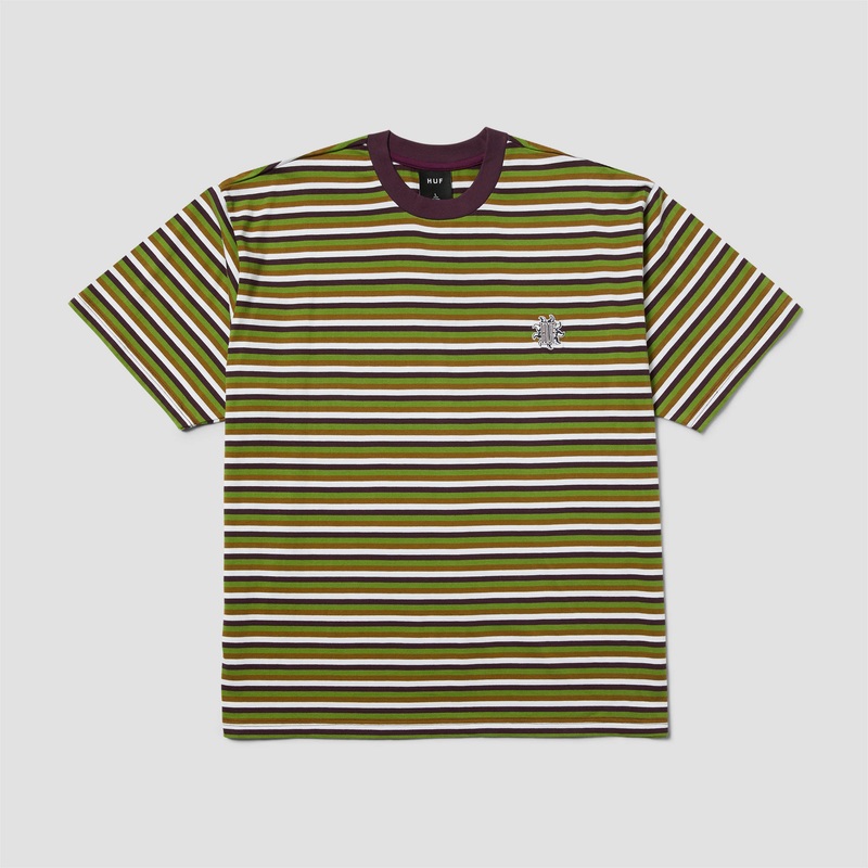 Huf Apollo Striped Shortsleeve Knit Boxy Top Green Small