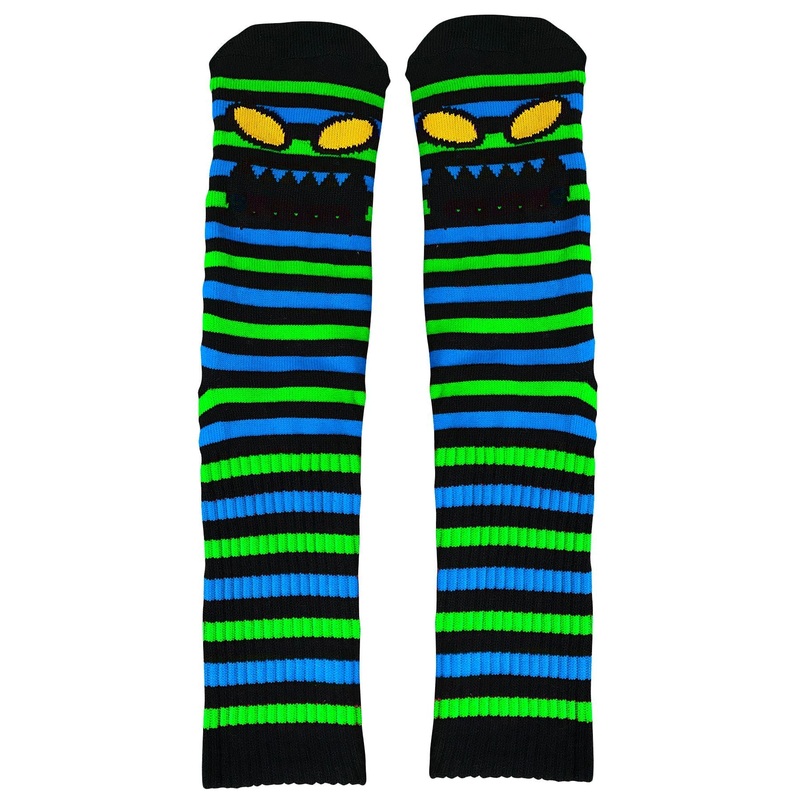 Monster Face Mini Stripes Sock (Green)