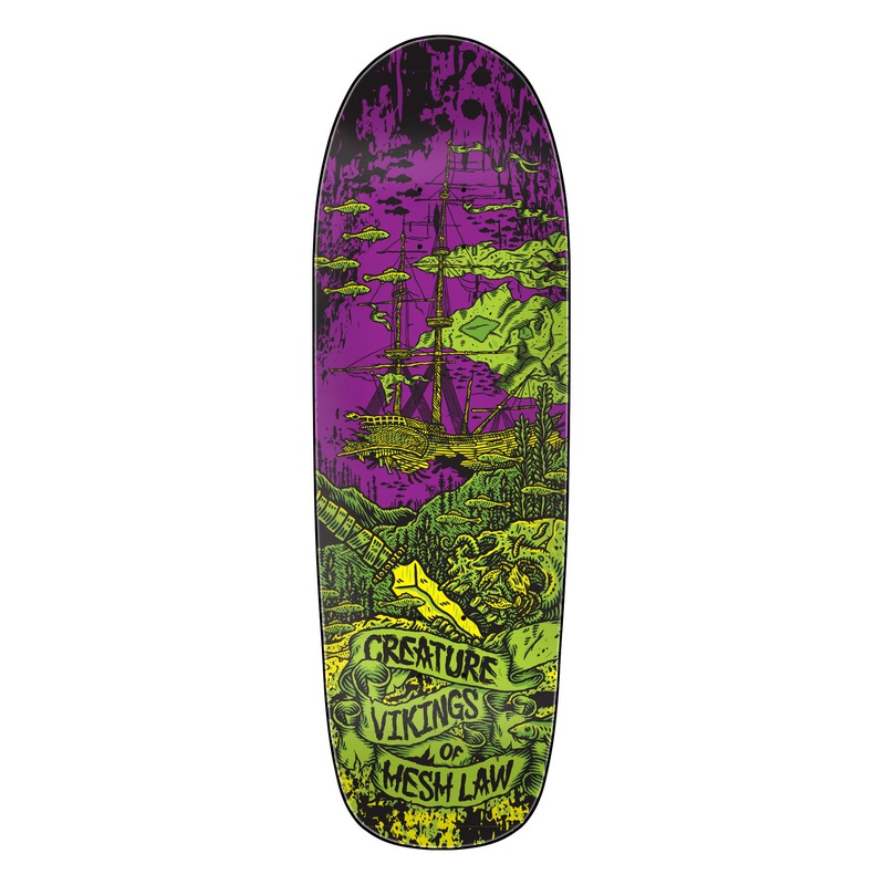 9.55in Team Viking of Hesh Law XX Shaped Creature Skateboard Deck No Color 9.55in x 30.46in