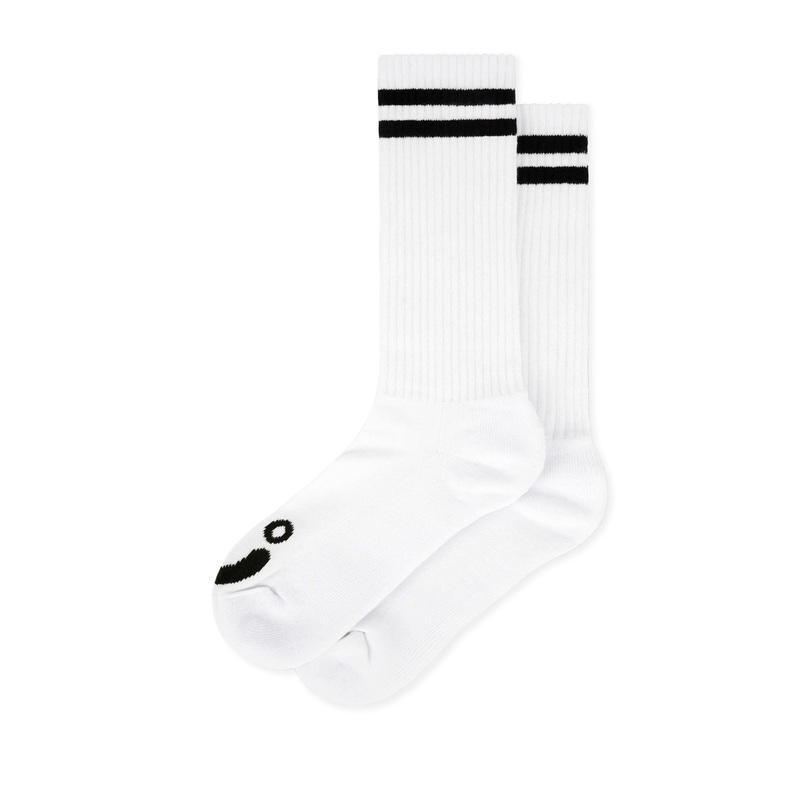 Polar Happy Sad Rib Socks White