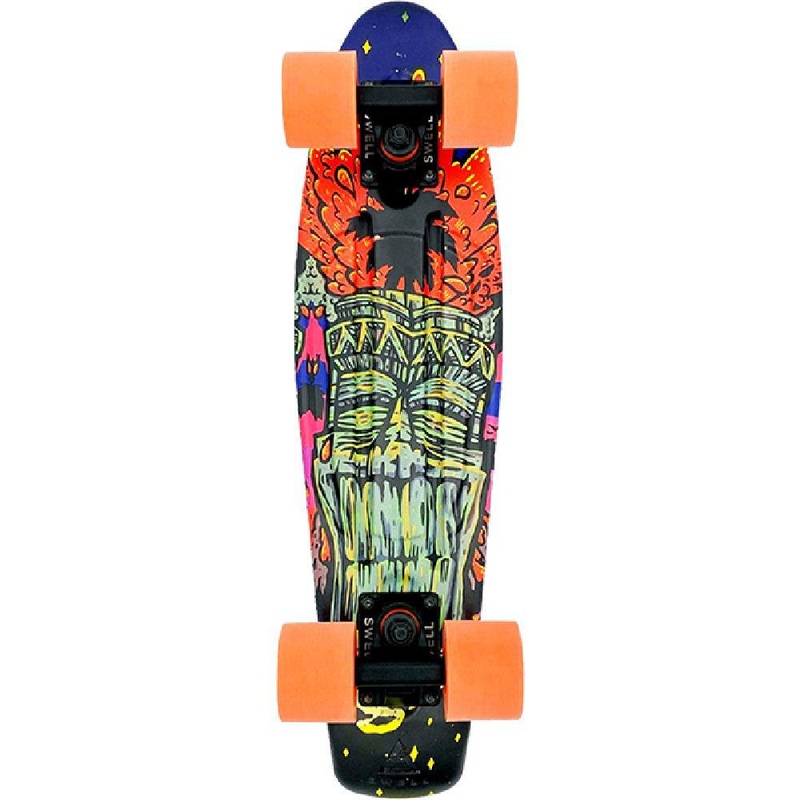 Swell 22″ Complete Tiki Volcano Black Orange Mini Skateboard Complete