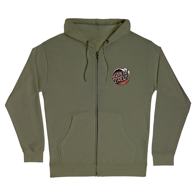 Wave Dot Mens Santa Cruz Zip Hoodie Black w/Teal S