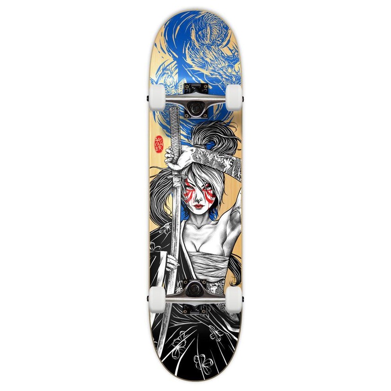 Yocaher Girl Samurai Blue Dragon  7.75″ Skateboard  – Samurai Series Complete