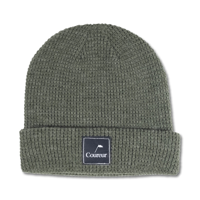 Coureur Goods Waffle Knit Pennant Patch Beanie Fatigue