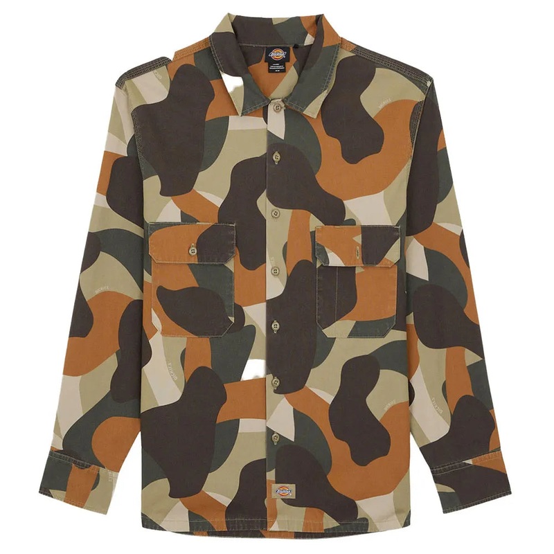 Dickies Camo Canvas Work Shirt Imperial Green M