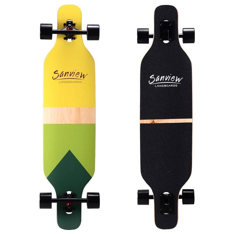 Sanview Yellow and Green Drop Through 39 inch Longboard Complete