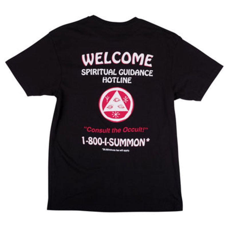 Welcome Skateboards Hotline T Shirt Black/ Red Large