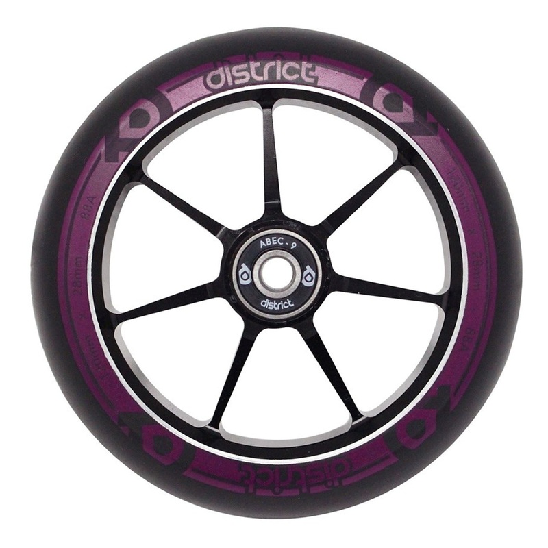District Scooters 110mm Dual Width Core Wheel – Black / Magenta