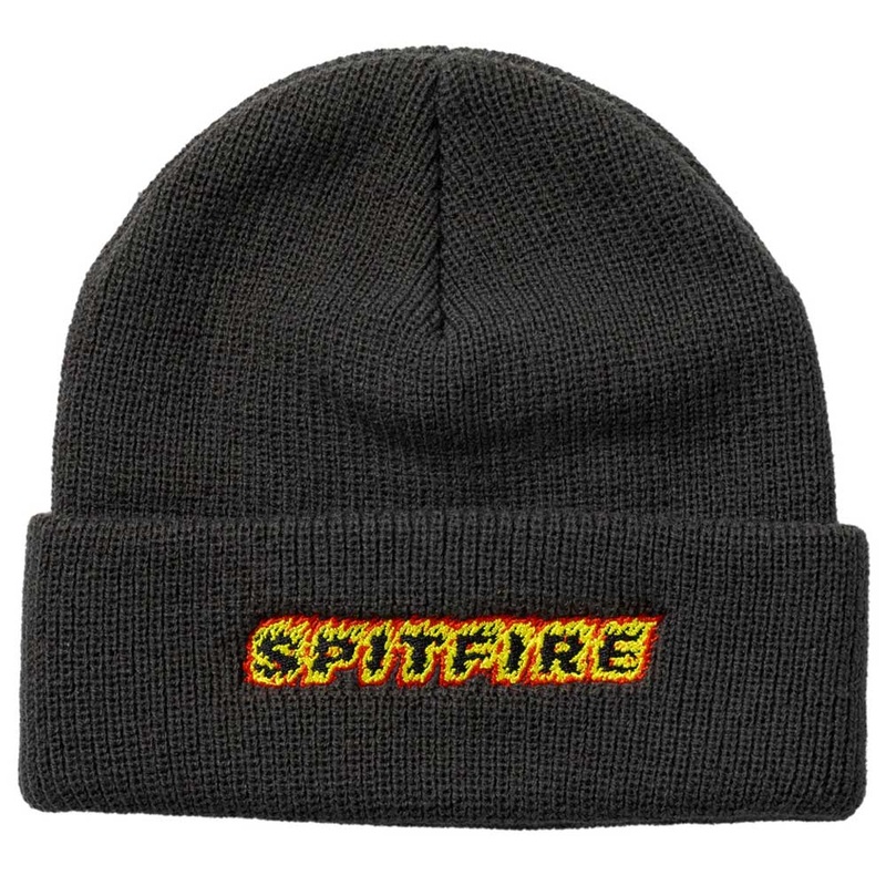 Flame Script Cuff Charcoal Spitfire Beanie