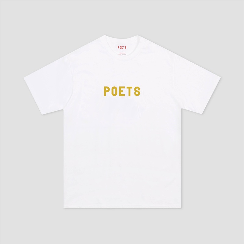 Poets X Danny Minnick OG Flocked T-Shirt White With Gold Flocking Medium