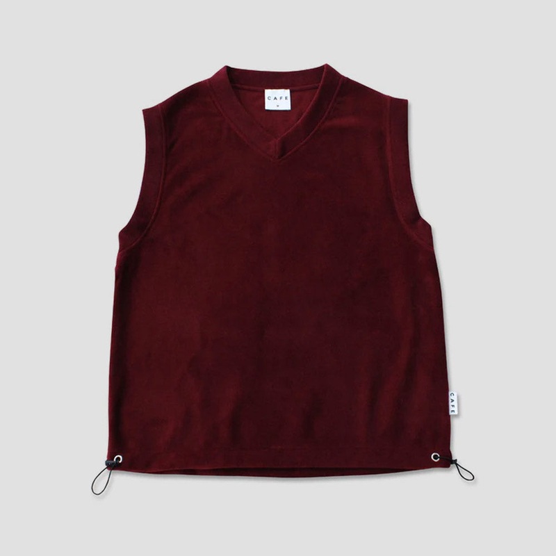 Skateboard Cafe Fleece Vest Burgundy / Black Small