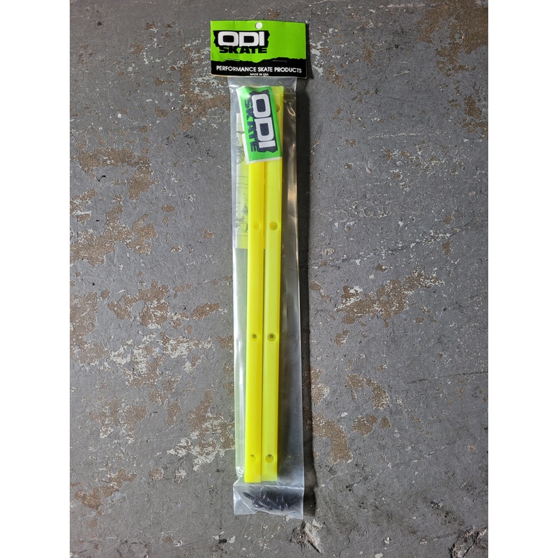 Vintage 80s ODI 4 Hole Skateboard Rails w/Screws 14.25″ – NEON YELLOW
