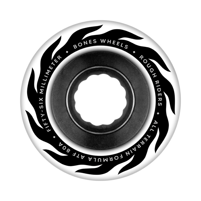 Bones ATF Rough Riders Eternal Flame White Skateboard Wheels (CHOOSE SIZE) 56mm Duro 80a White