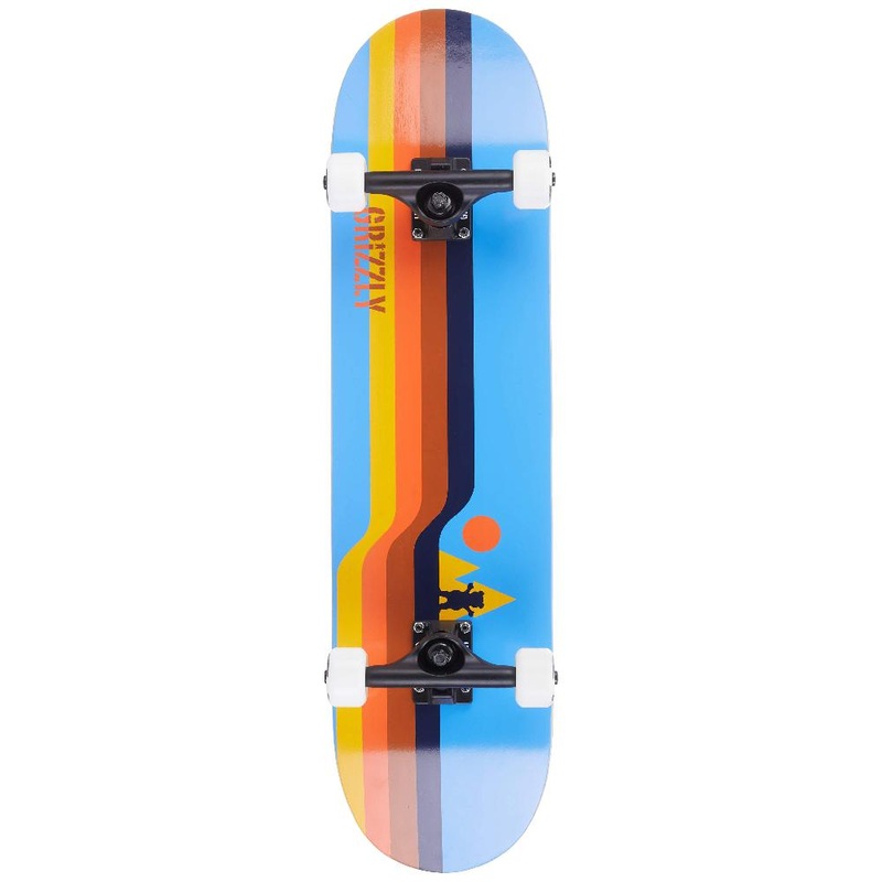 Grizzly Retro Lines Blue 7.5″ Complete Skateboard Complete