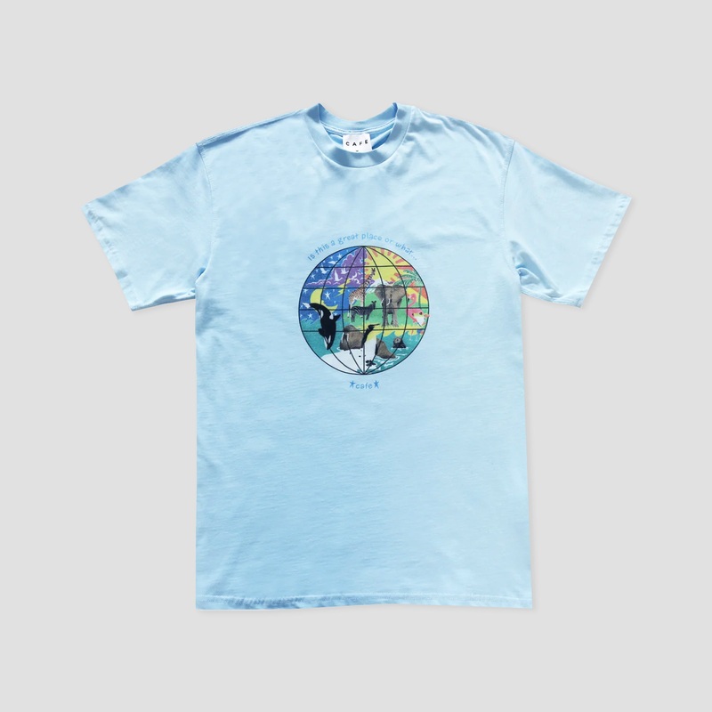 Skateboard Cafe Great Place T-Shirt Baby Blue Small