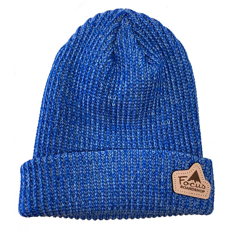 Focus Boardshop Leather Patch Heathered Acrylic Beanie Heather Royal