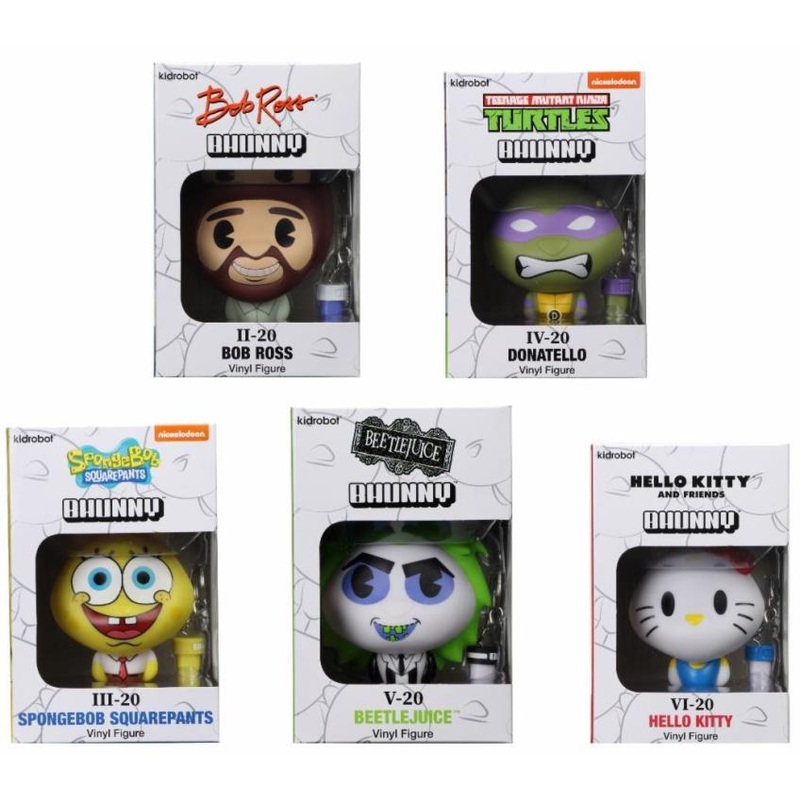 KIDROBOT x BHUNNY 4″ STYLIZED FIGURES Hello Kitty, Bob Ross, Beetlejuice, Spongebob, & TMNT Donatello