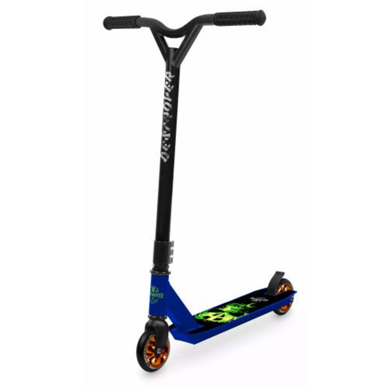 Street Surfing Stunt Kick Scooter Destroyer Green Fire Mask