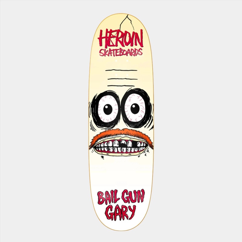 Heroin – 9.75″ Bail Gun Gary 3 Deck – White 9.75″