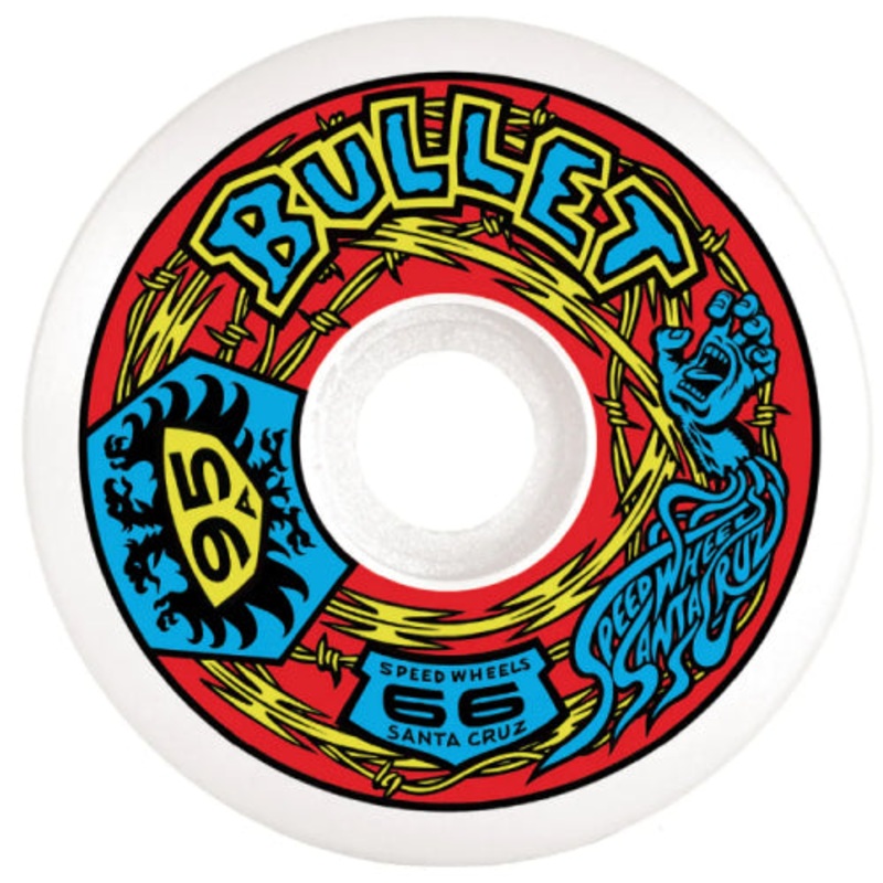 Santa Cruz X Bullet Speedwheels Reissue Skateboard Wheels White 66MM 95A 66mm