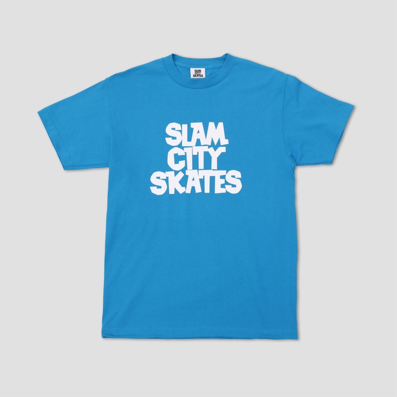 Slam City Skates Classic Logo T-Shirt Turquoise / White Small
