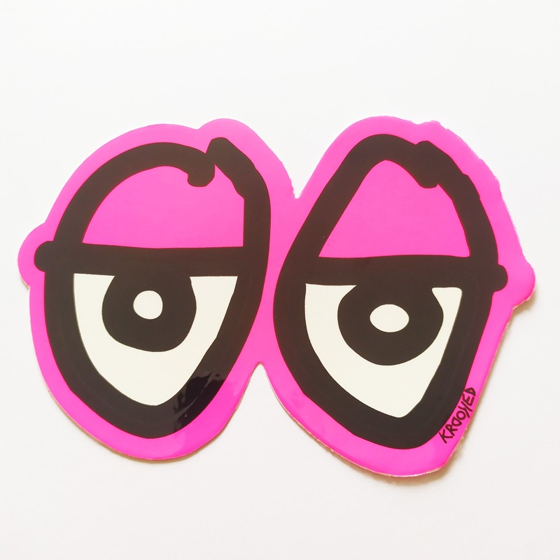 Krooked “Eyes” Skateboard Sticker – Pink, 8.5cm