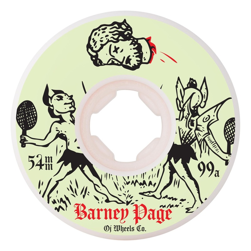 54mm Barney Page Hardline 99a OJ Skateboard Wheels White 54mm