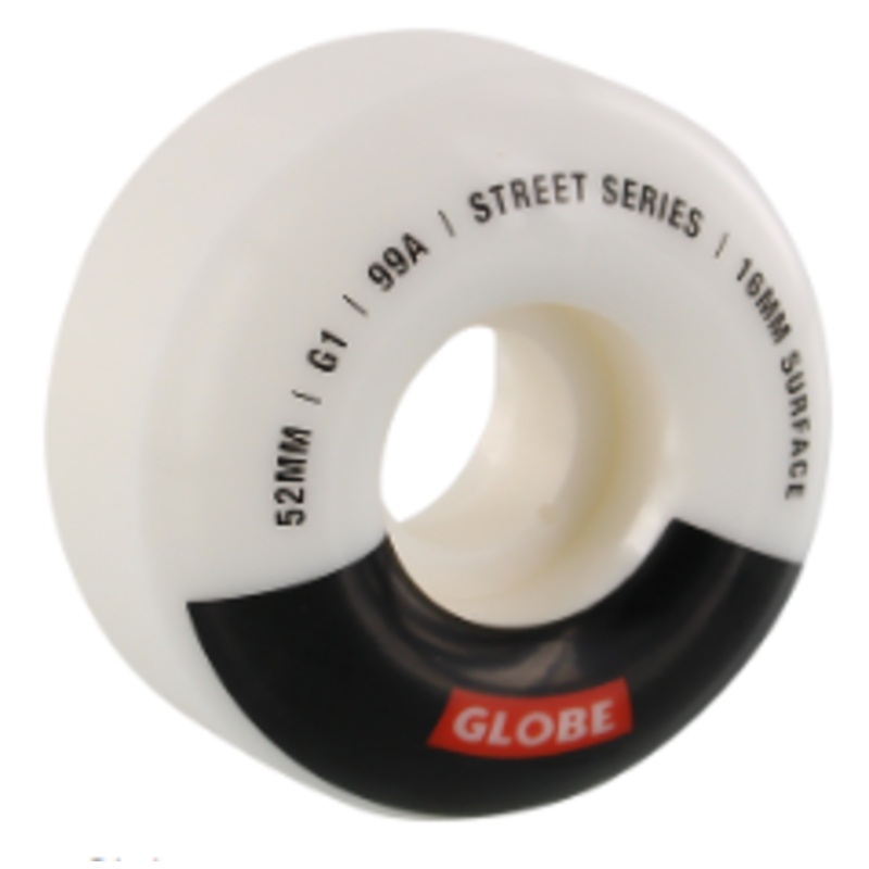 GLOBE G1 STREET 52mm 99a WHITE/BLK/BAR WHEELS SET OF 4