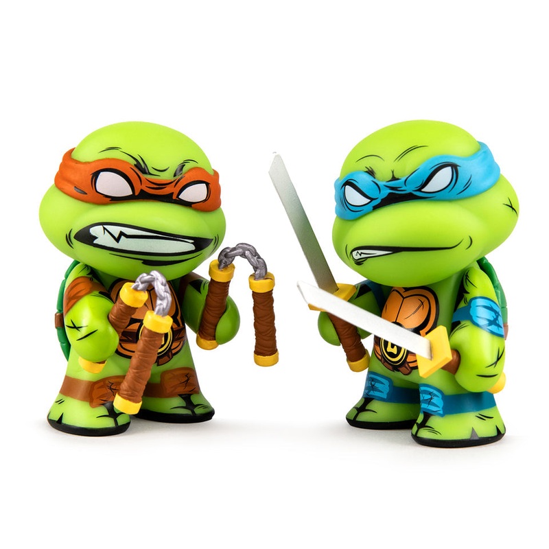 KIDROBOT x TMNT LEONARDO & MICHELANGELO 3″ VINYL FIGURE 2-PACK