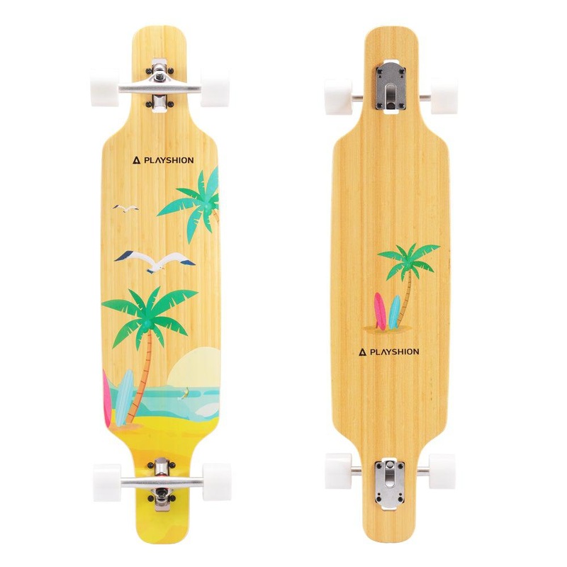 Playshion Bamboo Palm 39″ Drop Through Freestyle Longboard Complete