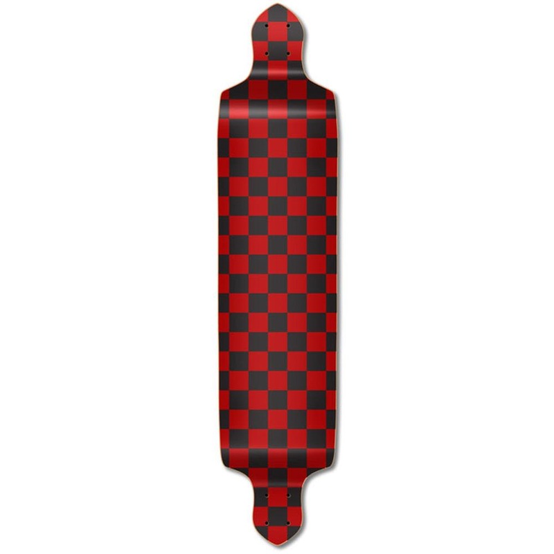 Punked Drop Down Longboard Deck – Checker Red Deck