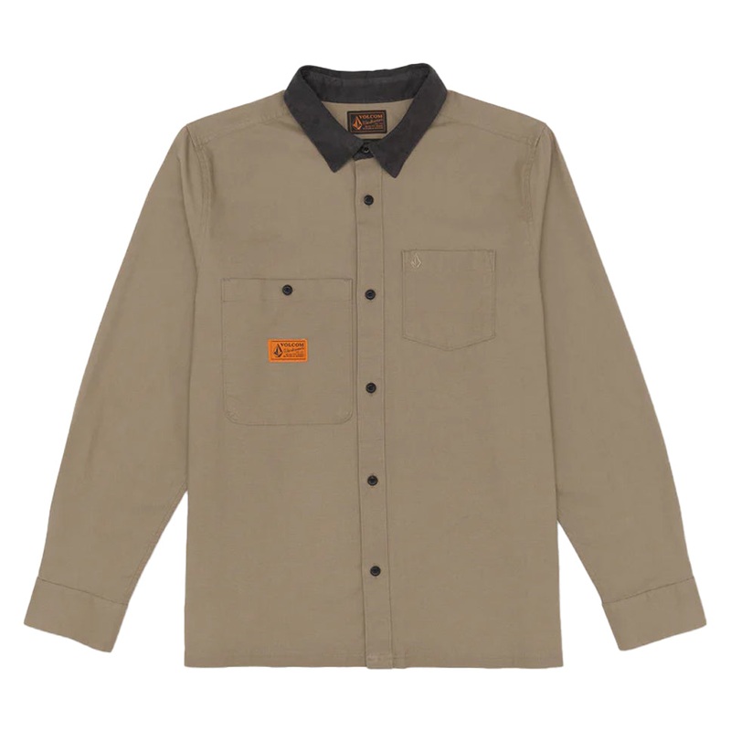 Volcom Debasser Long Sleeve Work Shirt Teak Medium