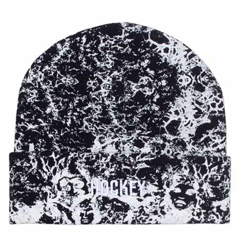 Hockey Nest All Over Print Beanie Black/ Glow in the Dark One size fits all