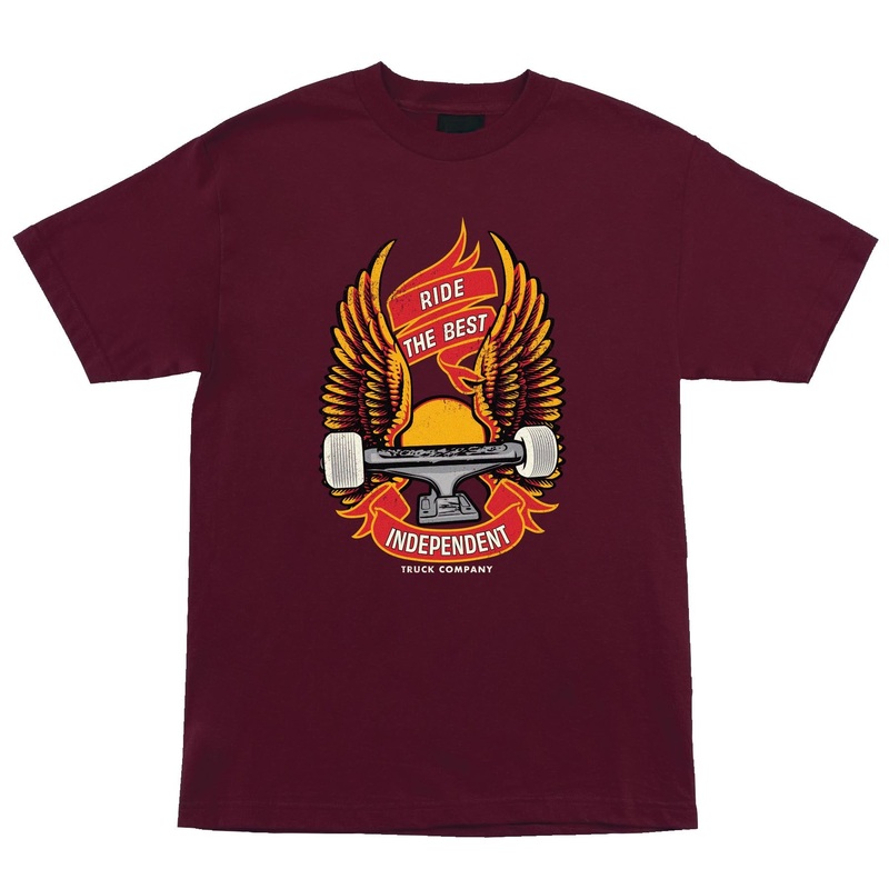 Independent Ride Free T-Shirt Small Maroon