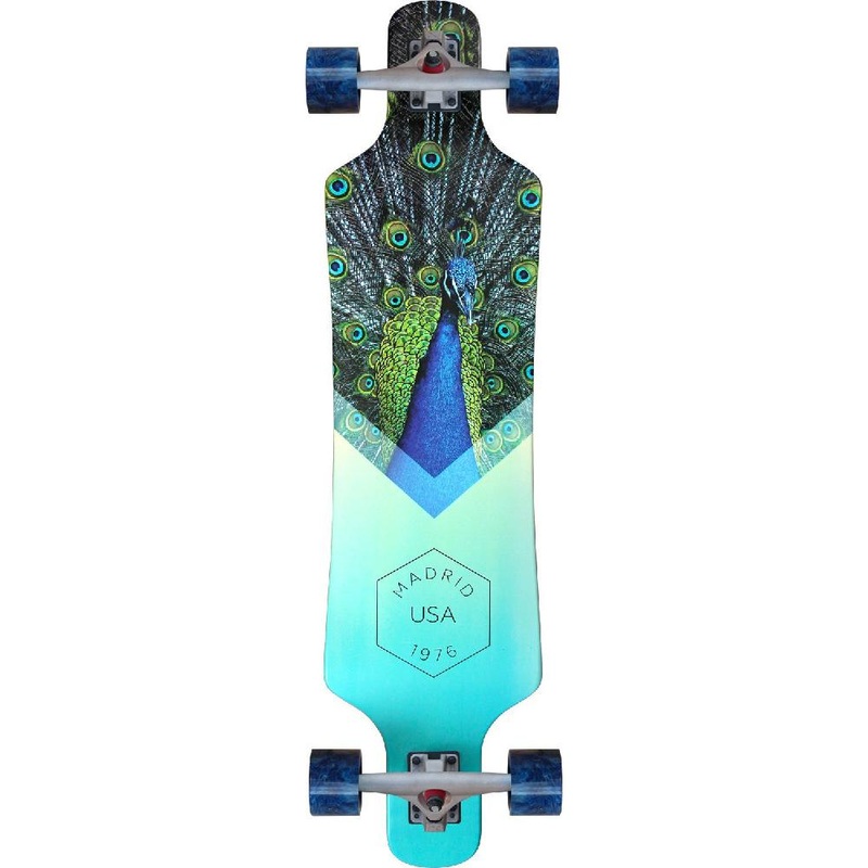 Madrid Spade 39″ Peafowl Top Mount Longboard Complete
