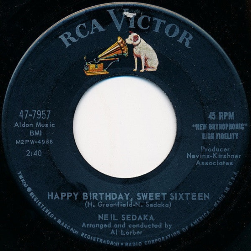 Neil Sedaka  Happy Birthday, Sweet Sixteen / Don’t Lead Me On Vinyl 7″ Record *Used 1961 Release*