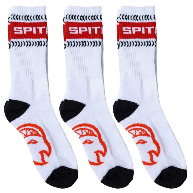 Spitfire Classic 87 Bighead Swirl Crew Socks 3 Pack White/Black