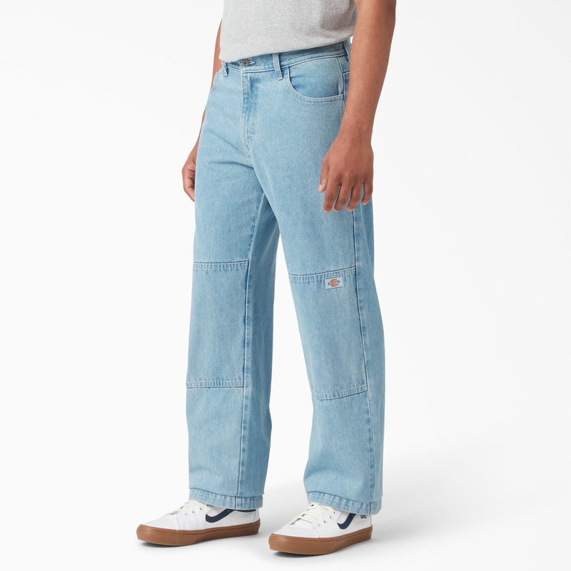 Dickies Loose Fit Double Knee Jeans 28 30 Light Denim