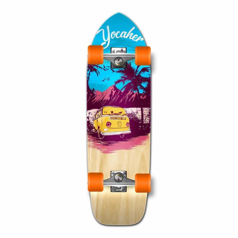 Punked Old School Longboard Complete -VW Series – Blue N’ Red Complete