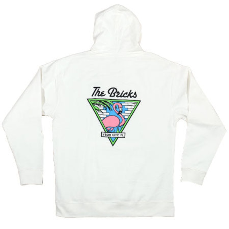 The Bricks Flamingo Pullover Hooded Sweatshirt White Small