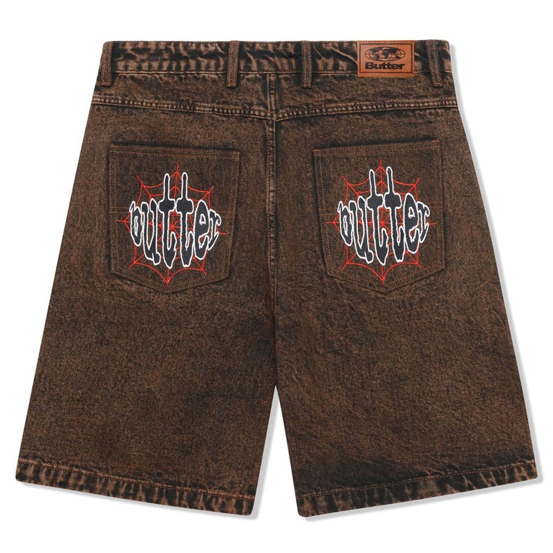 Butter Goods Spider Denim Shorts Acid Brown 28