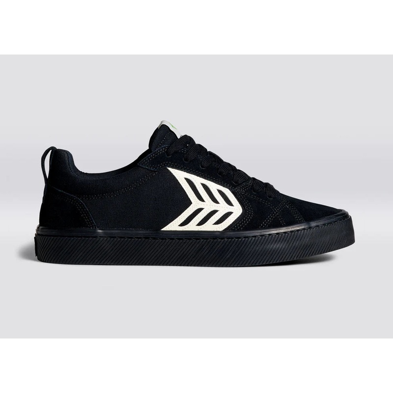 CATIBA PRO Low All Black Suede and Canvas Ivory Logo Sneaker 6