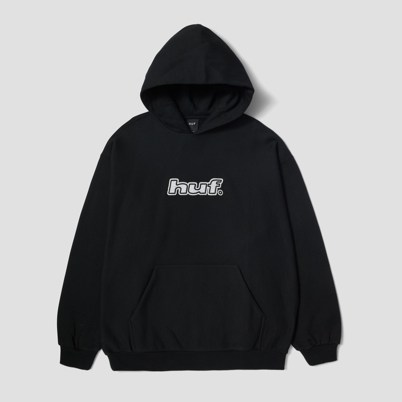 HUF Logo Applique Hooded Fleece Black Small