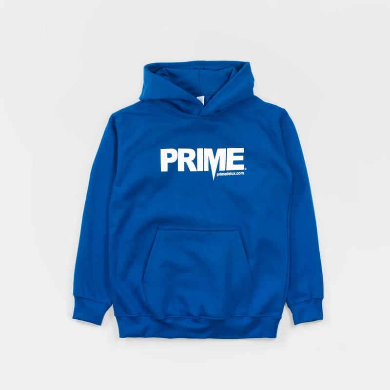 Prime Delux OG Logo Kids Hooded Sweat – Royal Blue/White Kids S