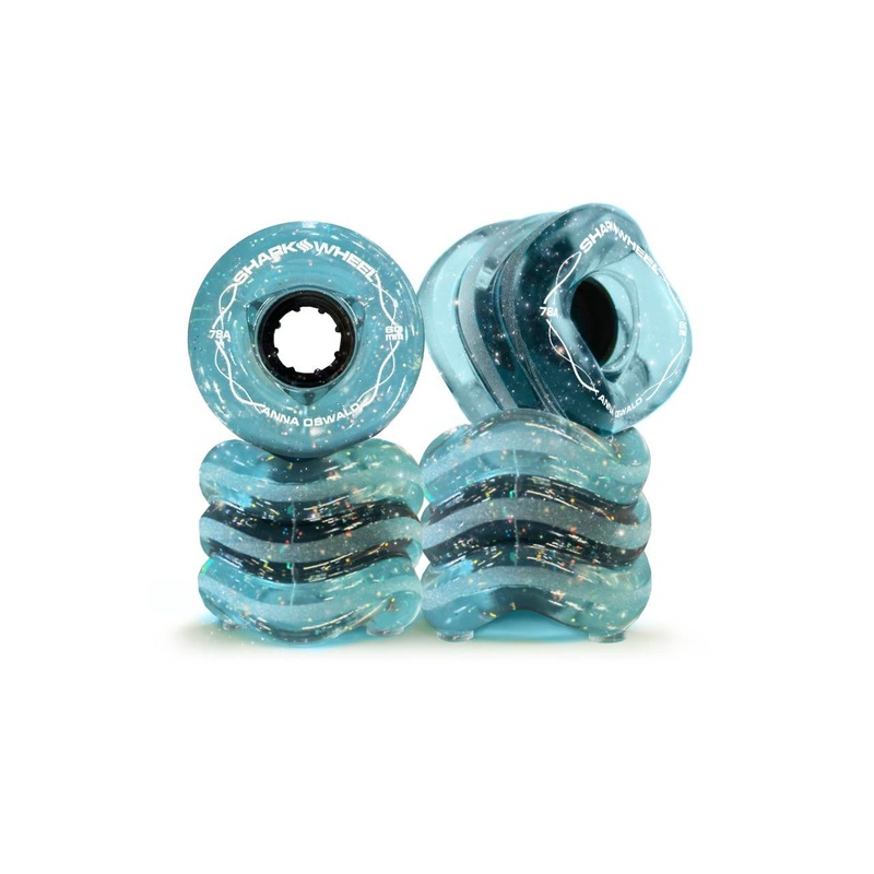 Shark Wheel 60mm, 78a Glitter Blue/Gray California Roll Signature Wheels Anna Oswald